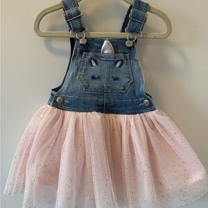 OshKosh B'gosh Blue and Pink Tulle Overalls